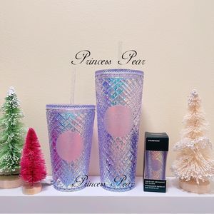 3x Starbucks 2022 Winter Holiday Iridescent Unicorn Bling Jeweled Trio